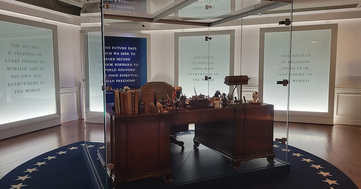 The Hoover desk on display at the FDR Library