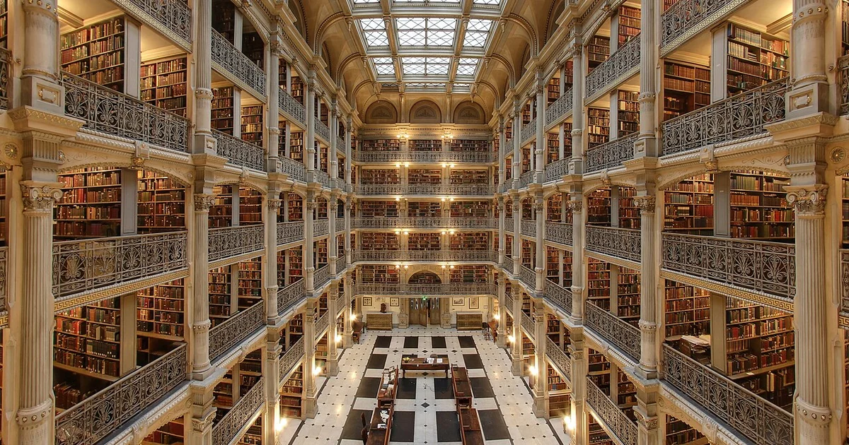 Interior of the George Peabody Library in Baltimore