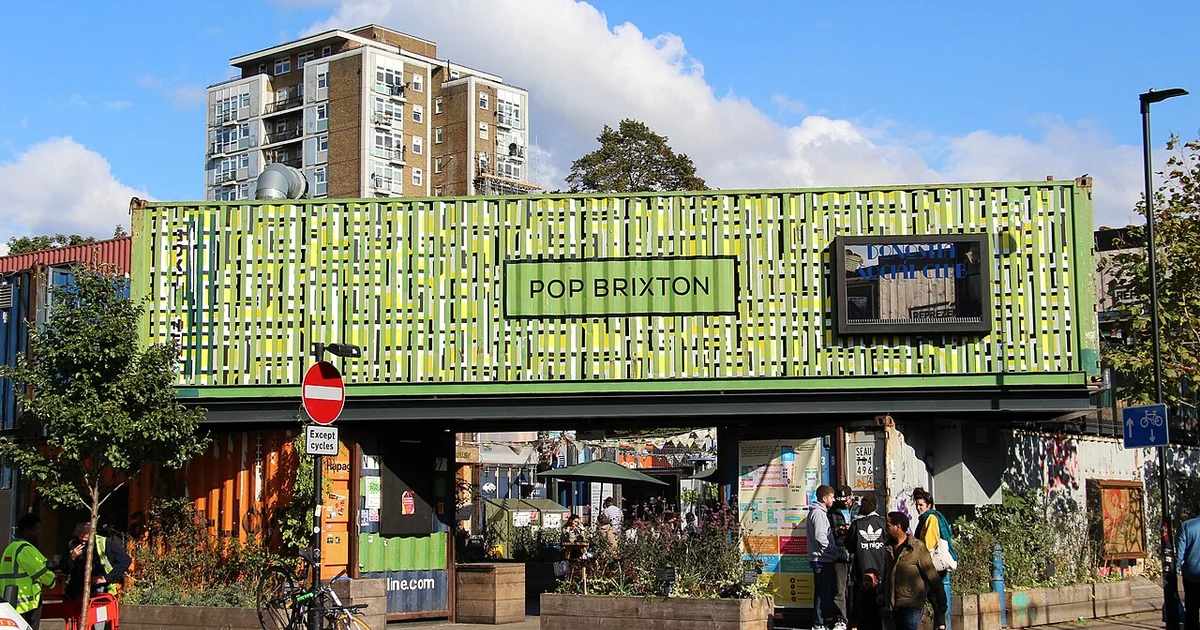 Brixton Station Road Since opening in May 2015 Pop Brixton has fast become a thriving destination for new business, affordable workspaces, innovation and community schemes and food and drink and retail outlets.
